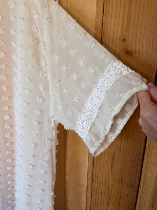 🌻5 for $30🌻 Maurices Cream Swiss Dot Sheer Kimono Cover-Up - Picture 11 of 13
